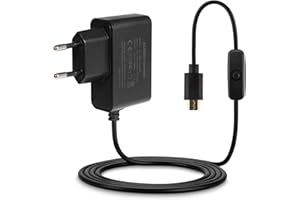 Aukru Micro USB 5V 3000mA avec Interrupteur Alimentation pour Raspberry Pi 2/3 Model B, B+(Plus), Banana pi - Noir