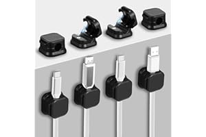 Qianyu Magnetyczne klipsy do kabli, gładkie, regulowane klipsy kablowe, łatwe zarządzanie kablami, samoprzylepny organizer na przewody, ukryj ładowarkę, uchwyt na przewód do domu, biura, samochodu, na