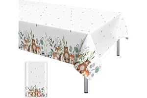 ‎DOMGOGE Jungle Animals Tablecloth, Disposable Plastic Safari Animals Tablecloth, 54 x 108 Inch Thin Waterproof Forest Animals Tablecloth for Zoo Theme Children Boys Girls Birthday Baby Shower Party
