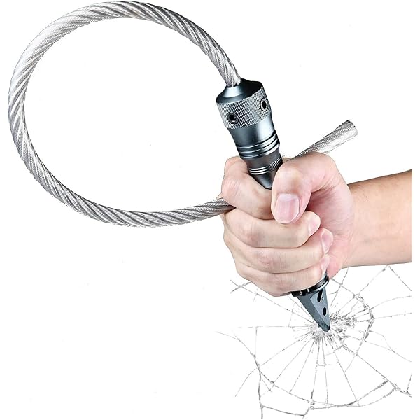 Porte-Clés 2 En 1 Multifonction - Marteau Brise-Vitre Voiture + Fouet D'Autodéfense - Outil De Secours Urgence - Métal, 13.5cm