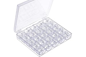 TCPENG® 25 PCS Sewing Machine Bobbins, Plastic Universal Clear Sewing Machine Bobbins with Storage Box Sewing Accessories Machine (Transparent)