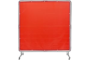 VEVOR Welding Screen with Frame, 6' x 6' Welding Curtain Screen, Flame-Resistant Vinyl Welding Protection Screen on 4 Swivel Wheels (2 Lockable), Moveable & Professional for Workshop/Industrial, Red