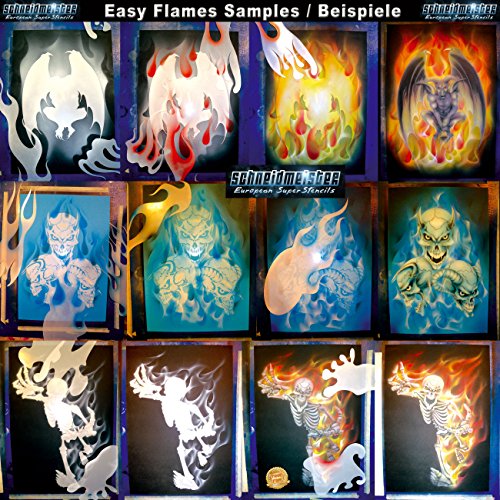 orig. SCHNEIDMEISTER EZ -Flames vol.01, 14tlg. Schablonen Satz für Airbrush Flammen, True Fire, Real Flames (Easy-Flames), Feuer, genial - 3