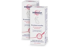 ‎SANOSAN sanosan Brustwarzensalbe klinisch getestet - 100% reines & natürliches Lanolin ideal für die Schwangerschaft & Stillzeit - Brustwarzen Salbe ohne Parabene, Farbstoffe & Duftstoffe (2x 30 ml)