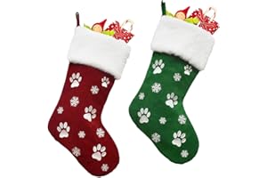 RXXR Skarpety bożonarodzeniowe, 2 sztuki, 45 cm, spersonalizowane skarpety bożonarodzeniowe dla psa, skarpety bożonarodzeniowe, kominek, wiszące worki, prezent na Boże Narodzenie