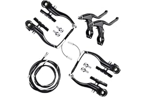 VEHOUKLI Complete Bike Brake Set Front & Rear, MTB V Brake Kit with Alloy Levers & Inner Outer Cables, Universal Bicycle Brake Set for Mountain Hybrid Road BMX Bikes