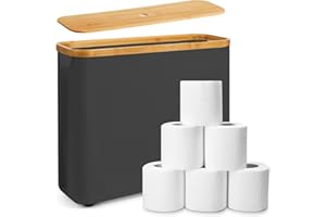 LUOJINYI Toilettenpapier Aufbewahrung, Klopapier Aufbewahrung, Toilettenpapier Aufbewahrung Korb mit Deckel, 12 Rollen WC-Papier Klopapier Aufbewahrung für Toilettenschrank, Schlafzimmer,Schwarz
