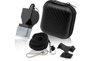 VEGCOO Silbato Arbitro Profesional, Silbato Deportivo de Plástico, Agarres con Cuerda y Caja de Almacenamiento, para Fútbol, Baloncesto y Deportes al Aire Libre, Entrenadores y Árbitros