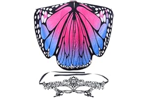 VANZACK Schmetterling Kostüm Damen 2er Set Halloween Kostüm Damen Schmetterlingsflügel mit Maske Faschingskostüme Damen Umhang Verkleidung für Party Halloween Kostüm Cosplay Karneval, Blau Rosa