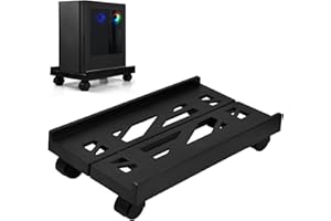 Fangehong PC Stand Computer Tower with Rolling Caster Wheels, Adjustable Mobile CPU Stand, Gaming PC Cart Holder Black for Home Office Under Desk Max 80kg