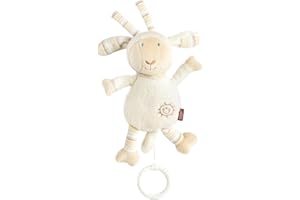 Fehn Spieluhr Baby Einschlafhilfe Schaf - Kuscheltier mit Befestigung - Einschlafhilfe Melodie Brahms Wiegenlied - Babyspielzeug für Unterwegs & Zuhause - Musikspielzeug für Babys & Kinder