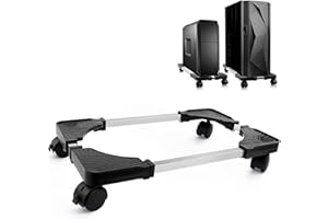 DELONGKE Computer Halterung unter Schreibtisch auf Rollen,Computer Tower Ständer，Pc Ständer Holder Universal Einstellbare Basis von,Kann 25 kg Tragen black