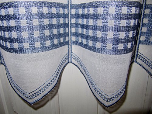 Scheibengardine Landhaus Karo Blau 45 cm H / Br. ab 1 Meter - 5