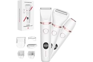 MAXGROOM Lady Shavers for Women,3 In1 Bikini Trimmer,Electric Razor for Women Pubic Hair Trimmer Wet and Dry, LED Display Bikini Shaver for Facial Hair,Arms, Underarms,Legs, Body Parts