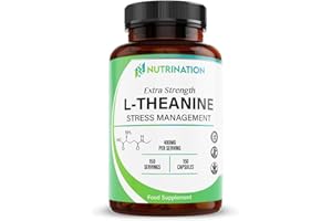 NUTRINATION L Theanine 400mg Capsules - 99.6% Pure L-Theanine | 5 Months Supply - 150 Capsules | Supports Relaxation & Focus, Promotes Calm | Zero Additives, Vegan & Non-GMO | GMP - Certified, Lab Tested