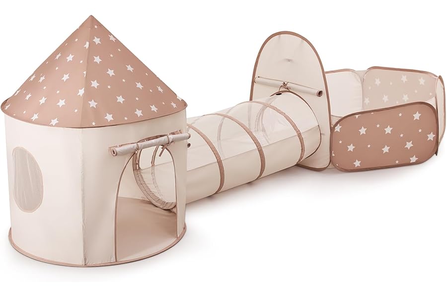 Sumbababy Kids Play Tent with Tunnel: 3-in-1 Pop up Play House Forts Indoor with Ball Pits(Excluding Balls) for Toddlers to Crawl Through with Storage Bag - Baby Toys Playhouse Tent for Birthday Gifts