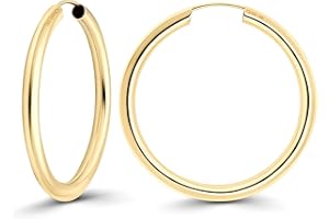 EDELIND Pendientes de aro 30mm 8k 14K 18K Oro Amarillo Aros de Oro para Mujer Hombre 2.5 mm de Ancho Aretes de Mujer con Caja de Regalo de joyería