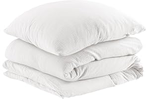 Pure Label Musselin Bettwäsche 155x220 cm mit einem Kissenbezug 80x80 cm aus 100% Baumwolle - Traumhaft weiche, kuschelige Bettwäsche-Sets in weiß aus Musselin