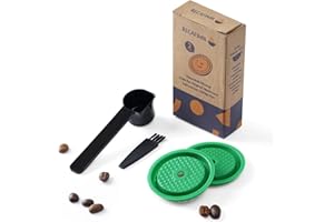 RECAFIMIL Confezione da 2 tappi riutilizzabili compatibili con capsule Nes-presso Ver tuo e Ver tuo-Line, tappi riutilizzabili per cialde con cucchiaio e pennello, verde