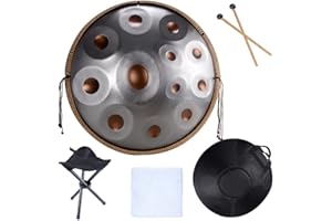 TFECOM Handpan Drum Instrument In D Minor 22 Inches D3 A Bb C D E F G A Steel Hand Pan Drums, With Handpan Bag, Drum Tripod, For Professional Audio Production (Size : 12 Notes)