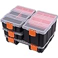 CASOMAN Hardware & Parts Organizers, 4 Piece Set Toolbox, Compartment Small Parts Organizer, Versatile and Durable Storage Tool Box