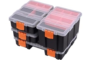 CASOMAN Hardware & Parts Organiser, 4-Piece Set Toolbox, Compartment Small Parts Organiser, Versatile and Durable Storage Tool Box
