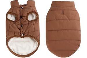 Tineer Manteau d'hiver Chaud Chien, Veste Polaire Temps Froid Chien Polaire Veste Chiot doublé Manteau vêtements Chaud vêtements rembourrés pour Petits Chiens de Taille Moyenne (L, Brown)