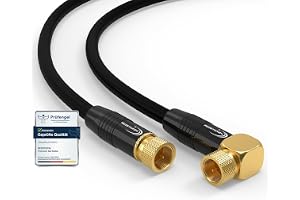 3 m satellitantennkabel för satellit-TV med 2 F-kontakter (1 90° vinkel) - Ultra HD 4K 3D UHD koaxial för satelliter - metall
