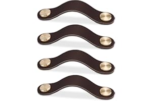 LEREATI 4 Pezzi Maniglie per Mobili in Pelle, 96mm Maniglie Armadio, Pomelli per Mobili Vintage, Pomello Porta per Cassetti, Armadio Cameretta, Cucina, Borsa Decorazione (Marrone Scuro)