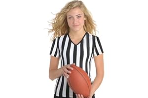 Amoy Women's Referee Shirt Black White Stripes Costume Short Sleeve Empire Jersey Football Christmas Accessories
