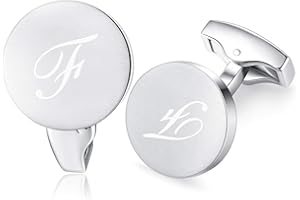 HONEY BEAR Gemelli Uomo con Iniziali Alfabeto Lettera per Camicia per Matrimonio Commercio Regalo,Argento