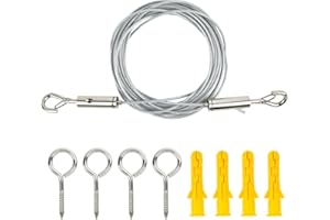 TMBMLPP 5M 3.5mm Edelstahl Drahtseil Set mit Längenverstellbaren Haken, 304 Stahlseil ummantelt, PVC-beschichtetes 7x7 Drahtseil mit Ösen