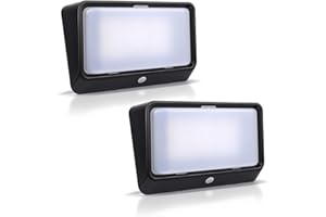 acegoo Luz exterior para porche 12V camper con 3 modos de iluminación (1800K, 6500K, rojo) Base blanca Nano Impermeable IP65, ideal para barco, caravana, camión, autocaravana, negro 2PCS