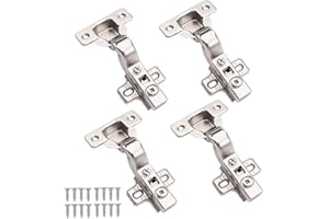 Probrico (2 Pair) Soft Close Cabinet Hinges, 110° Full Overlay Cupboard Wardrobe Doors Hing Steel, Full Overlay Mute Cabinet Hinge