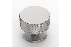 Amerdeco 10 Pack Brushed Satin Nickel Cabinet Knobs Single Hole Cabinet Pulls 1.2 Inch Diameter Round Drawer Knobs and Pulls for Bathroom Cabinets AM006