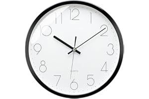 Plumeet Reloj de Pared Silencioso, Reloj de Cuarzo sin Tic-TAC con Batería de 30cm, Diseño Moderno Apto para Decorar Hogar Oficina Escuela, Blanco
