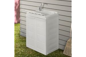 INBAGNO Mobile lavatoio salvaspazio 64x45, 2 Ante con ripiano interno, COMPLETO di tavoletta e kit scarico