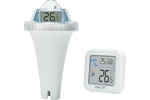 LIEBERWELL Thermomètre de Piscine Sans Fil, Thermomètre de Piscine Numérique Flottant IP67 étanche avec Trois Grands écrans LCD pour une Vue à 360°, avec Récepteur de Température et Humidité Intérieure