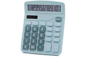 OFFIDIX Calculatrice de bureau à fonction standard double puissance calculatrice électronique 12 chiffres grand écran LCD calculatrice (bleu)