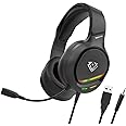 Vertux Tokyo Gaming Headset | Over-Ear Noise-Isolating | Omni-Directional Mic RGB Light | 50mm Distortion-Free Drivers | Detachable Headset for PS4, Laptop, PS5, PC, iMac- Black