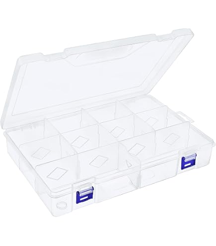 2 Scatole Portaoggetti Trasparenti Con Scomparti – Organizer In PP Per Gioielli, Viti E Perline – 19,4x12,5x4,5 Cm - 4