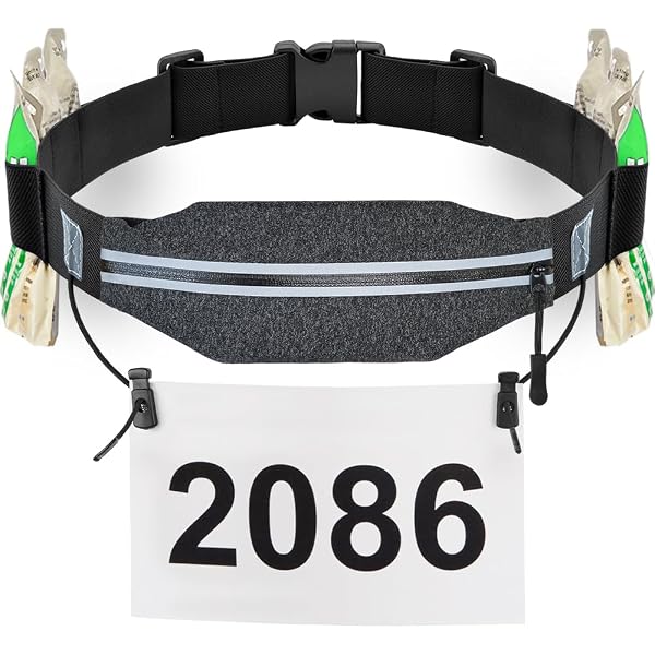 Ronhill Race Number Belt, Cinturón con número de Carrera Unisex Adulto, Negro, Talla única