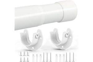 GOOWIN 43-133cm Extendable Wardrobe Rail,32MM Heavy Duty Wardrobe rod with Screws and End Sockets for Clothes,Wardrobe,Bathroom (White)