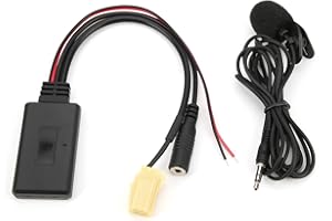 AQXREIGHT Kabel Bluetooth AUX, Adapter Kabla Bluetooth 5.0 AUX z Zestawem Głośnomówiącym Mikrofonu Zamiennik dla Fiat 500/Grande Punto/Qubo/Fiorino