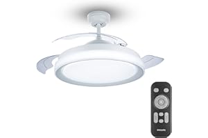 PHILIPS Lighting Bliss DC Lampada LED Da Soffitto Con Ventilatore, Dimmer A Fasi, LED Integrato, Aria Calda/Fredda, 28+35W, Telecomando Incluso, Bianco