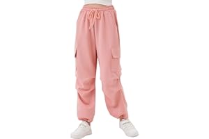 Rolanko Pantaloni Sportivi da Ragazza, con Elastico in Vita Pantaloni da Jogging Attivi Unisex con Tasche Cargo