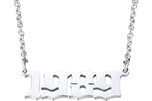 FindChic Collier Personnalisé [Année de Naissance]Chaine Fille Pendentif Nombre Gravé Femme Homme Acier Inoxydable Prénom[Argenté/Doré]Bijoux Cadeau Anniversaire Mariage Grâce Valentin Noël Nouvel An