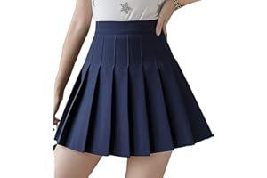 scicent Women's Girls High Waist Pleated Skater Tennis Skirt School Skirt with Inner Shorts UK 2-12