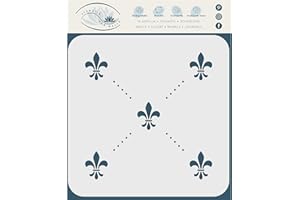 STENCIL COMPANY Fleur de Lis Stencil, 20 x 20 cm (M) - Allover Wallpaper Vintage French Fleur de LYS Wall Stencils for Painting Template