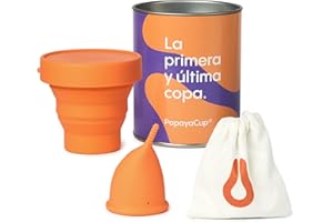 PapayaCup Copa Menstrual Anatómica Más Cómoda, Más flexible Para Mujeres con Sensibilidad Vaginal - Reutilizable con Vaso Esterilizador Plegable para Microondas (L con Esterilizador)